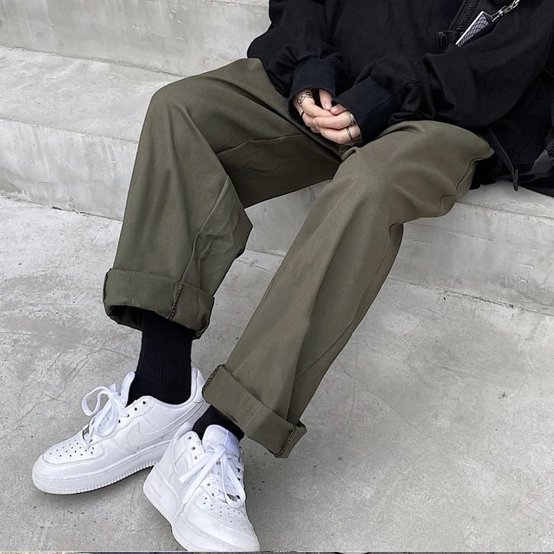 Men's Hong Kong Style Casual Straight-leg All-match Wide Leg Pants
