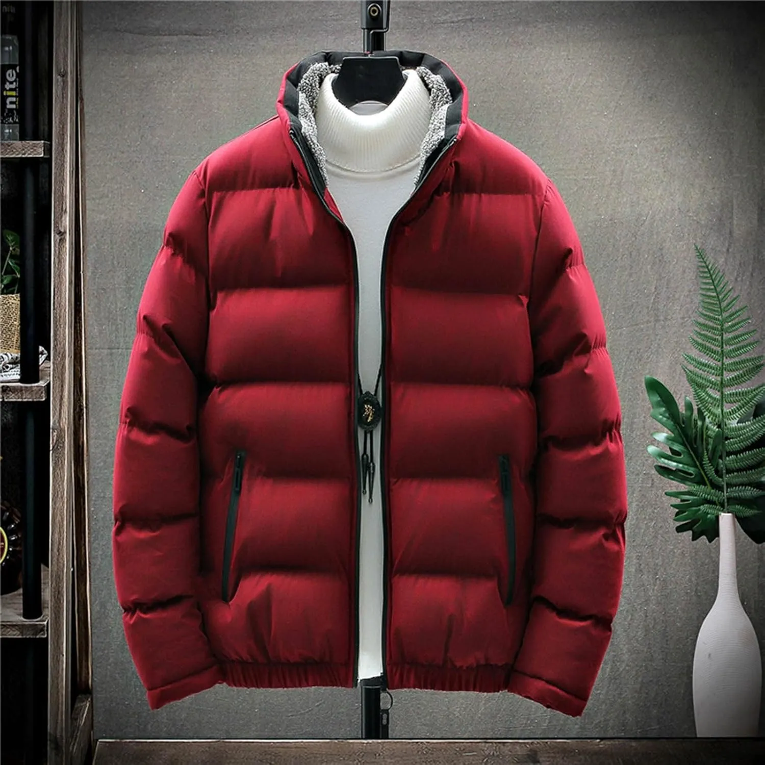 Mens Packable Down Puffer Jacket Warm Ultra Loft Lightweight Coat Full Zip Up Quilted Thicken Windproof Winter Jackets