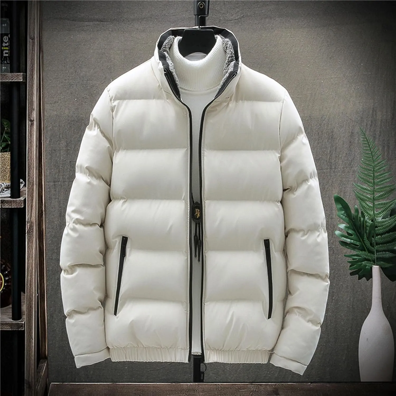 Mens Packable Down Puffer Jacket Warm Ultra Loft Lightweight Coat Full Zip Up Quilted Thicken Windproof Winter Jackets