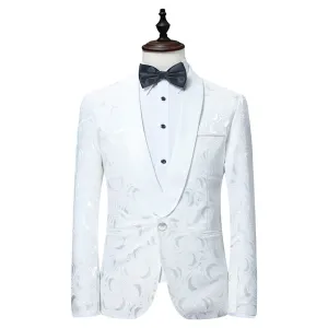 Men's Shawl Collar Jacquard Blazer and Pants Twinset