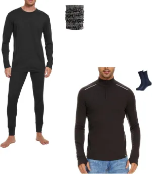 MERINNOVATION Merino Wool Base Layer for Mens  Merino Wool Half Zip Sweater