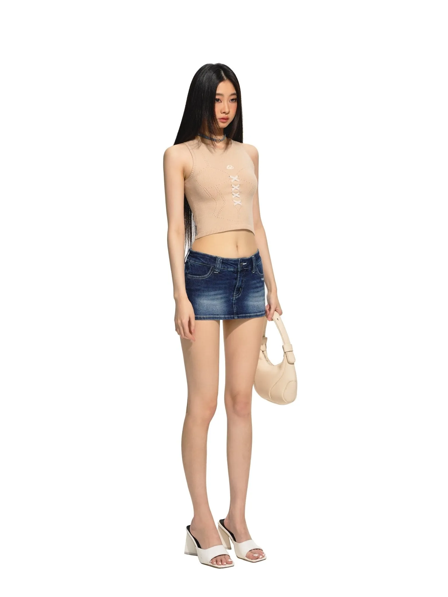 Metaphorical Cutout Velvet Vest Camisole Coffee