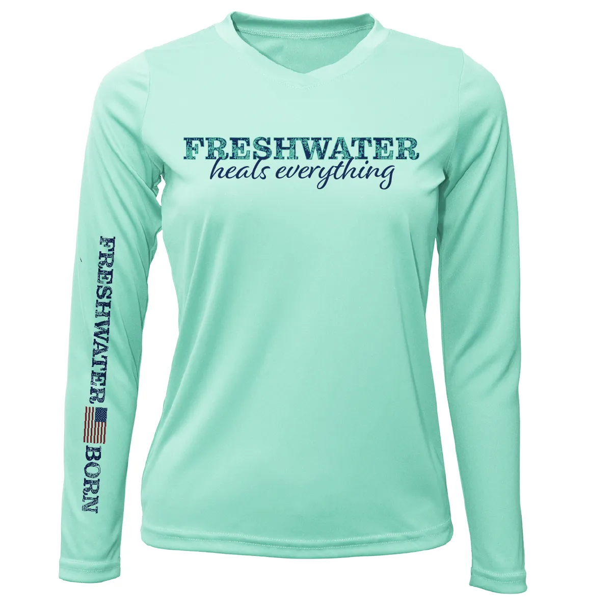 Michigan "Freshwater Heals Everything" Women's Long Sleeve UPF 50  Dry-Fit Shirt