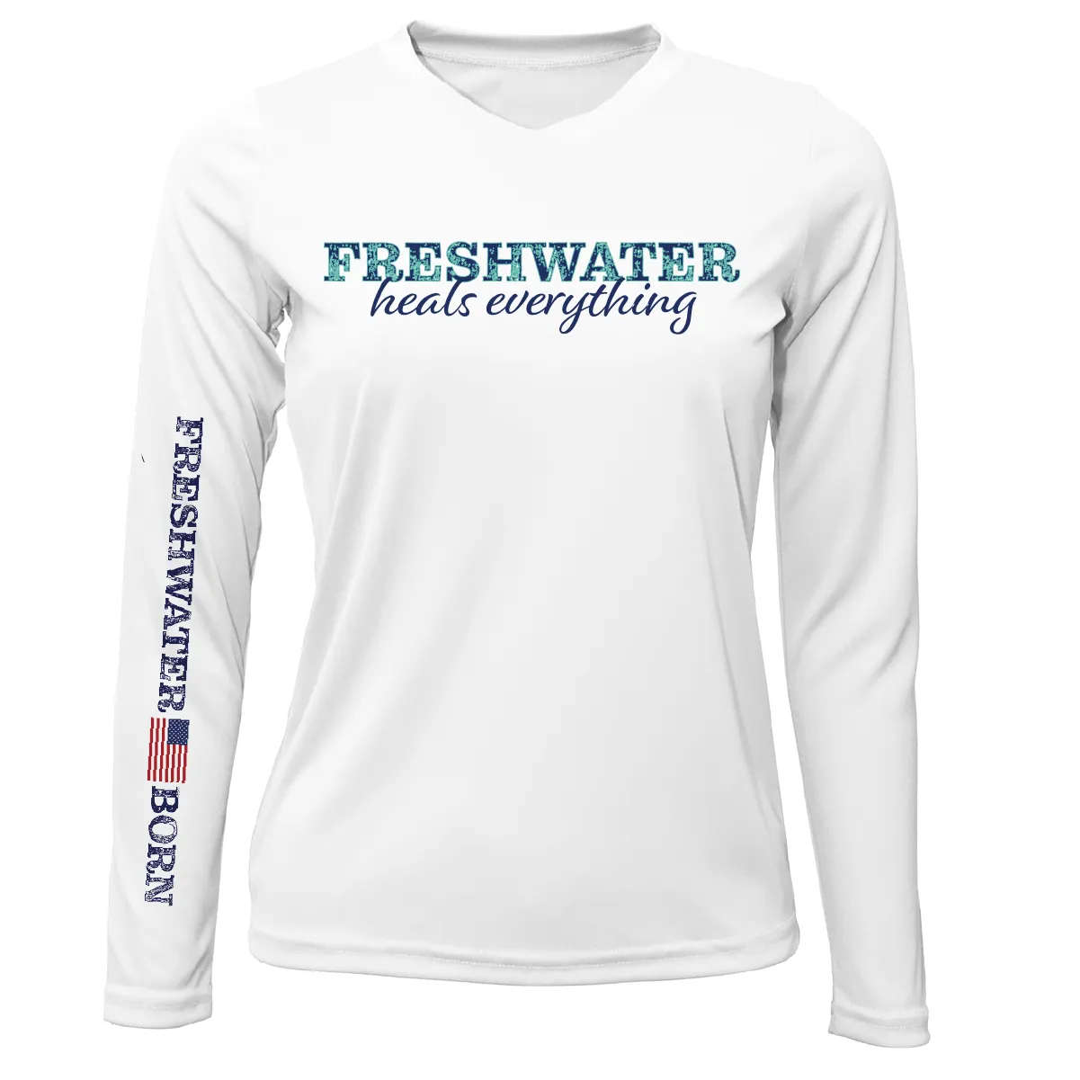 Michigan "Freshwater Heals Everything" Women's Long Sleeve UPF 50  Dry-Fit Shirt