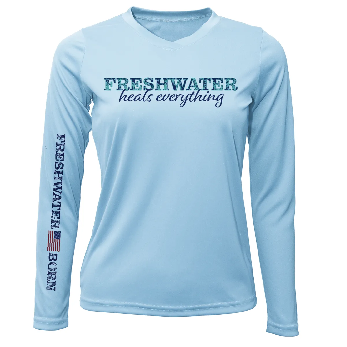 Michigan "Freshwater Heals Everything" Women's Long Sleeve UPF 50  Dry-Fit Shirt