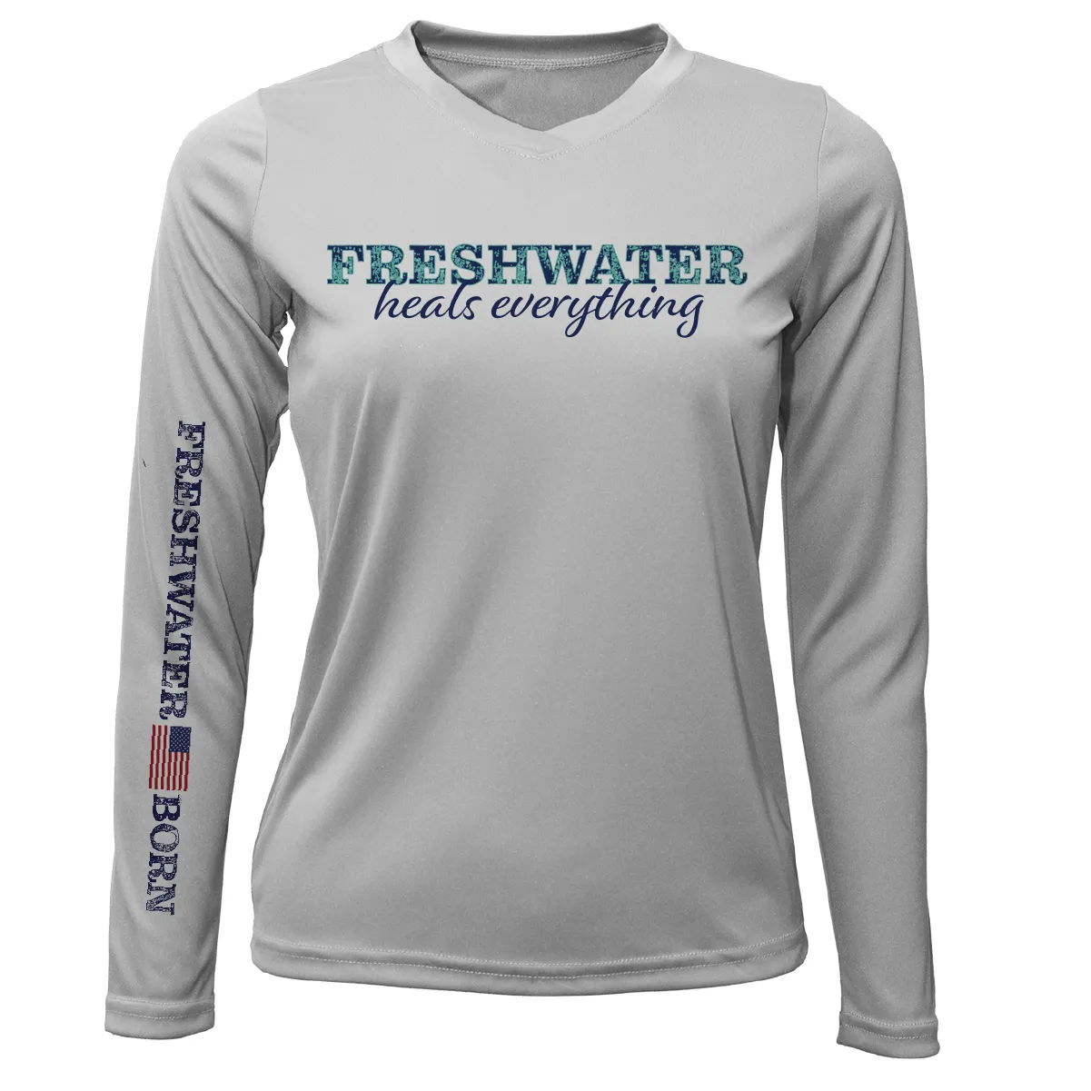 Michigan "Freshwater Heals Everything" Women's Long Sleeve UPF 50  Dry-Fit Shirt