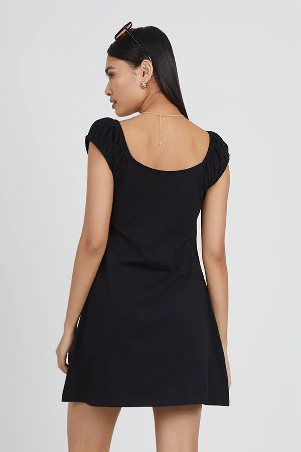 MILKMAID STYLE TIE FRONT MINI DRESS