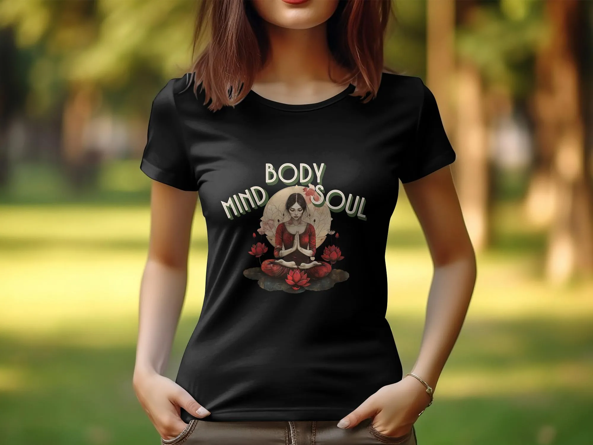 Mind Body Soul Yoga Design T-Shirt for Women, Zen Tee, Relaxation Shirt, Meditation Clothing, Spiritual Gift for Her #7