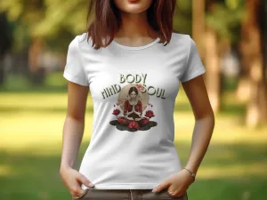 Mind Body Soul Yoga Design T-Shirt for Women, Zen Tee, Relaxation Shirt, Meditation Clothing, Spiritual Gift for Her #7