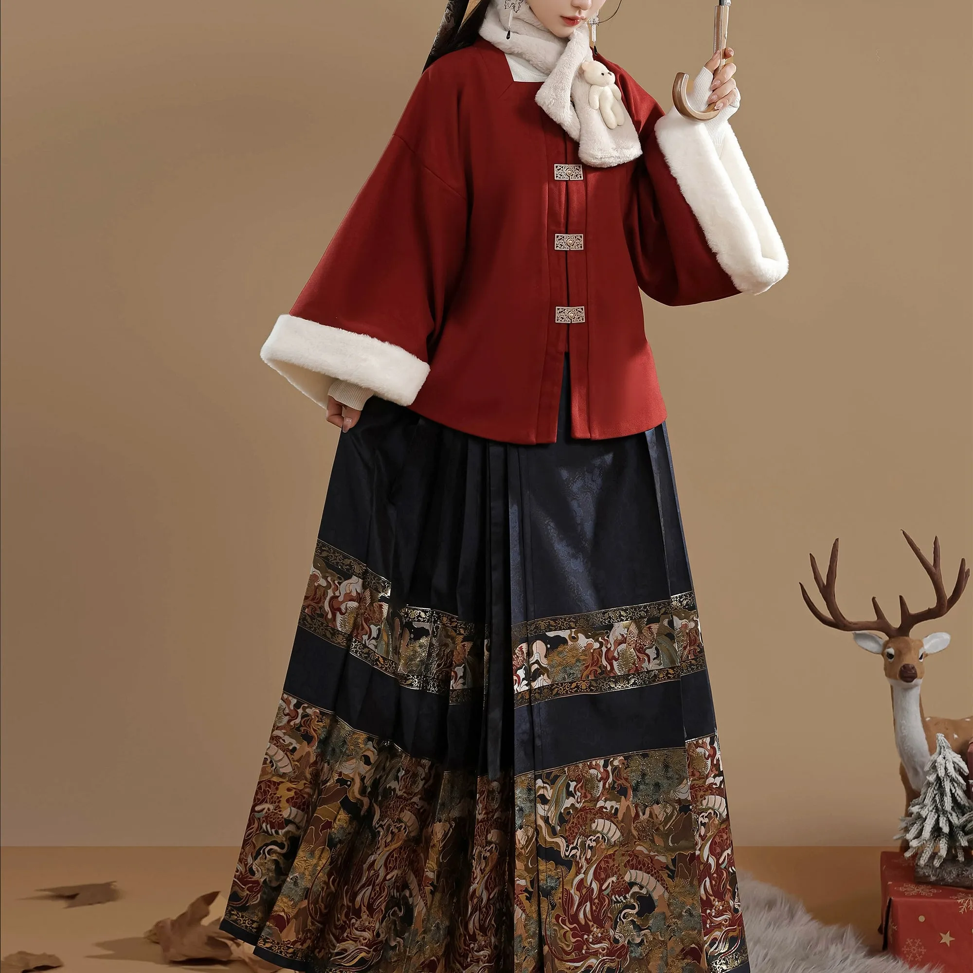 Ming Dynasty Hanfu women's horse skirt sweater autumn and winter suit