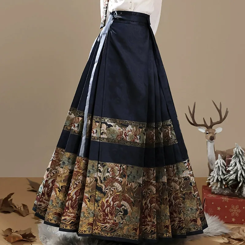 Ming Dynasty Hanfu women's horse skirt sweater autumn and winter suit