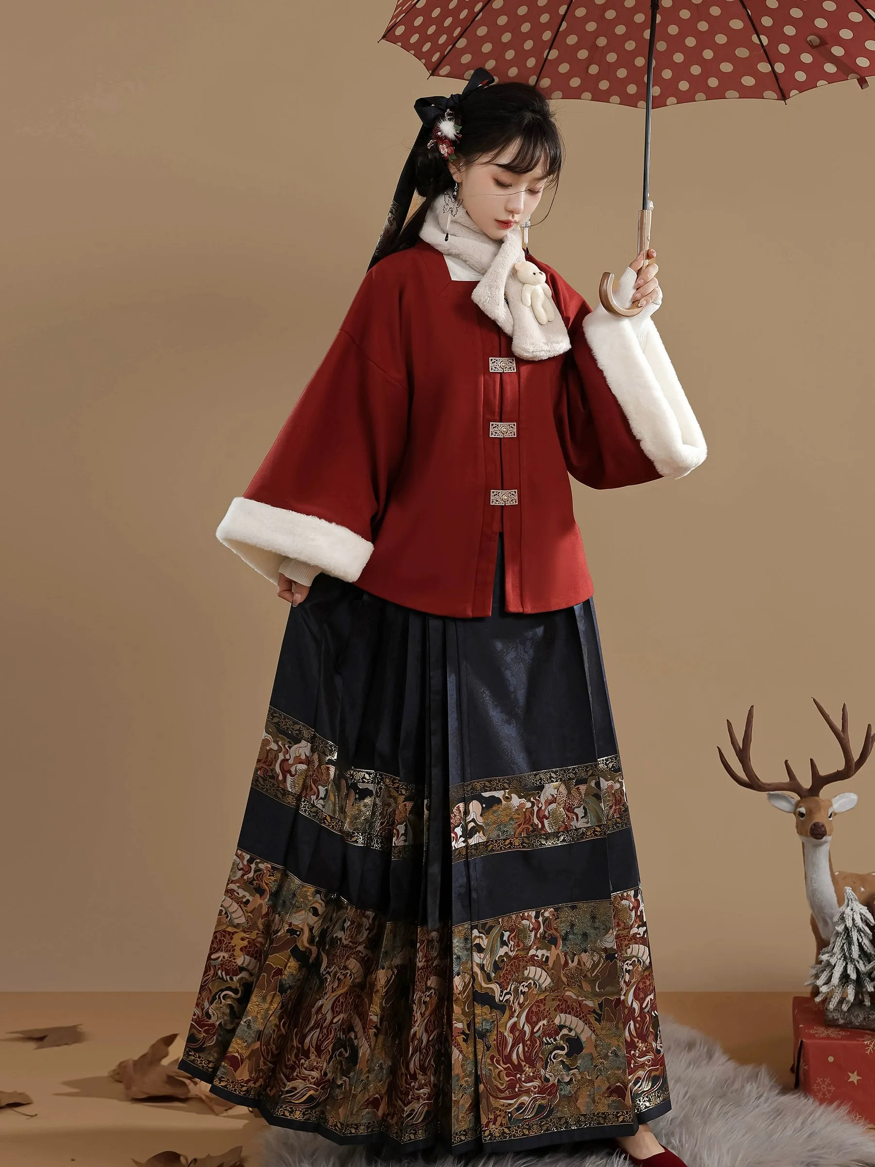 Ming Dynasty Hanfu women's horse skirt sweater autumn and winter suit