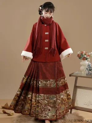 Ming Dynasty Hanfu women's horse skirt sweater autumn and winter suit