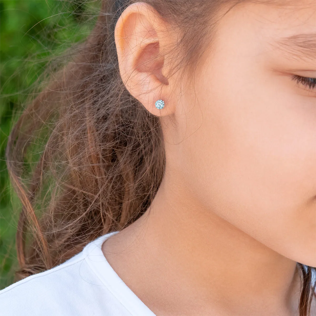Mini Aqua Pave Earrings