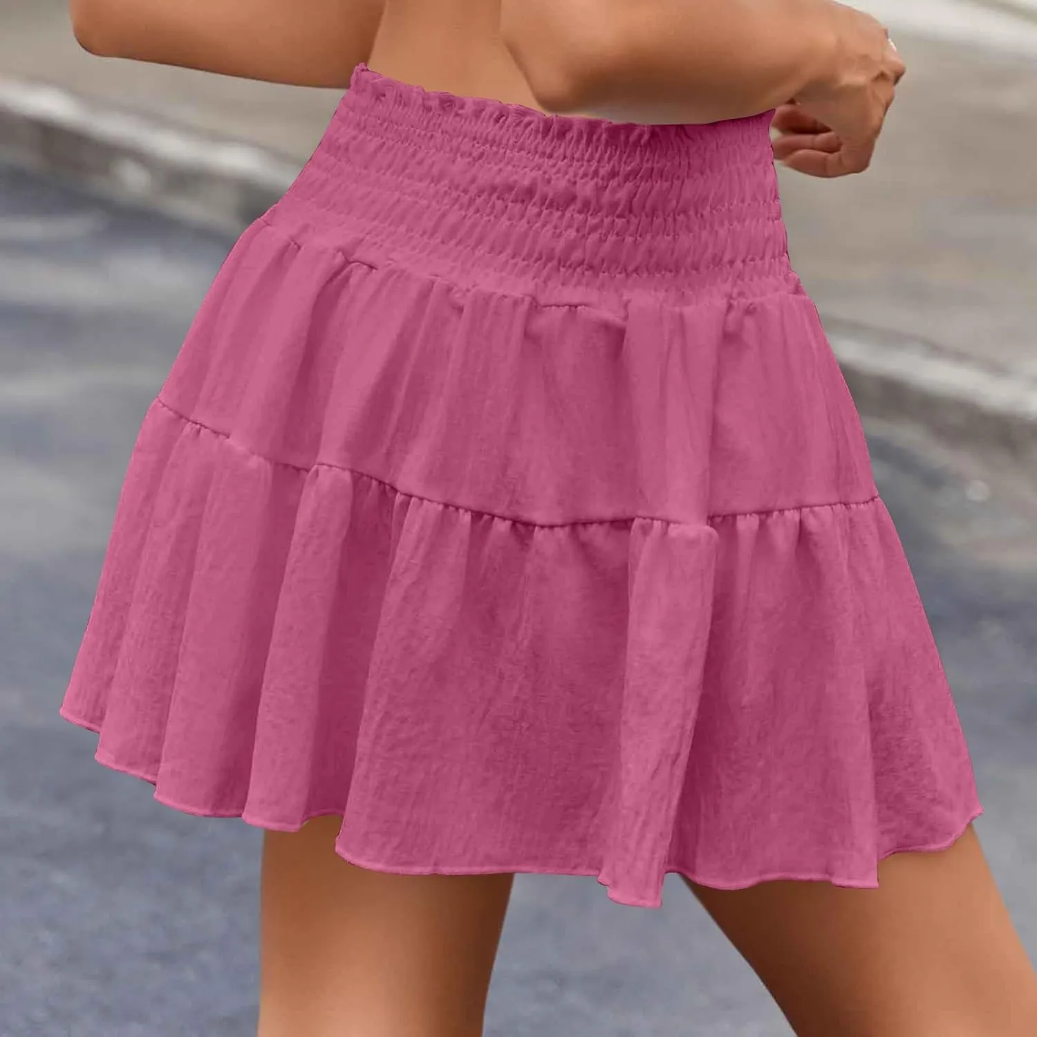 Mini Skirts Women Flowy Casual Summer Short Skirts High Waisted Skater Skirts A Line Boho Skirts for Beach Vacation