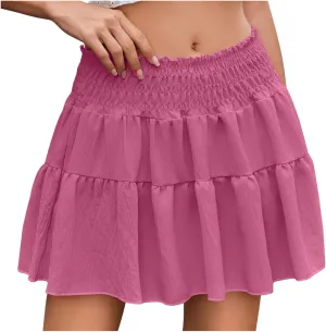 Mini Skirts Women Flowy Casual Summer Short Skirts High Waisted Skater Skirts A Line Boho Skirts for Beach Vacation