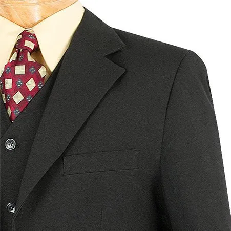 Mont Blanc Collection - Regular Fit Suit 3 Button 3 Piece in Black