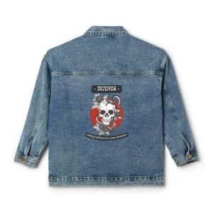 MOTHER Raising Hellions for a New Dominion Heavy Metal Skull Women's Denim Jean Jacket