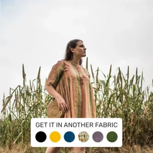 Multicolor Striped Cotton Button-Down Short Flared Dress