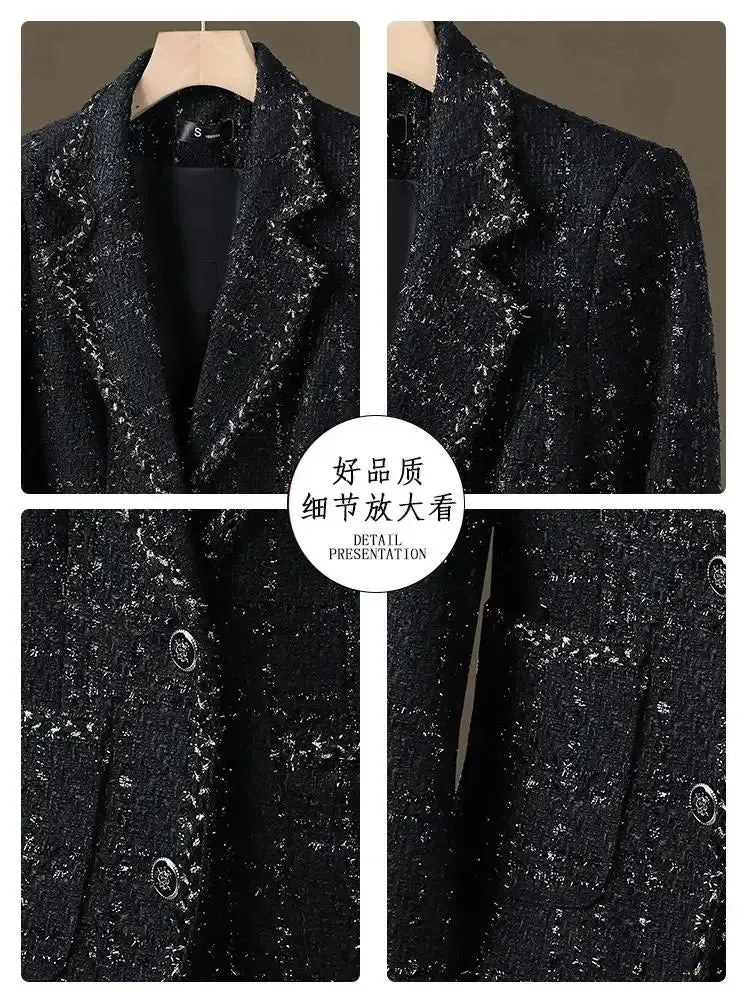 New Italian Style Winter Ladies Casual Blazer Women  Plaid Jacket Female Long Sleeve Single Fashion