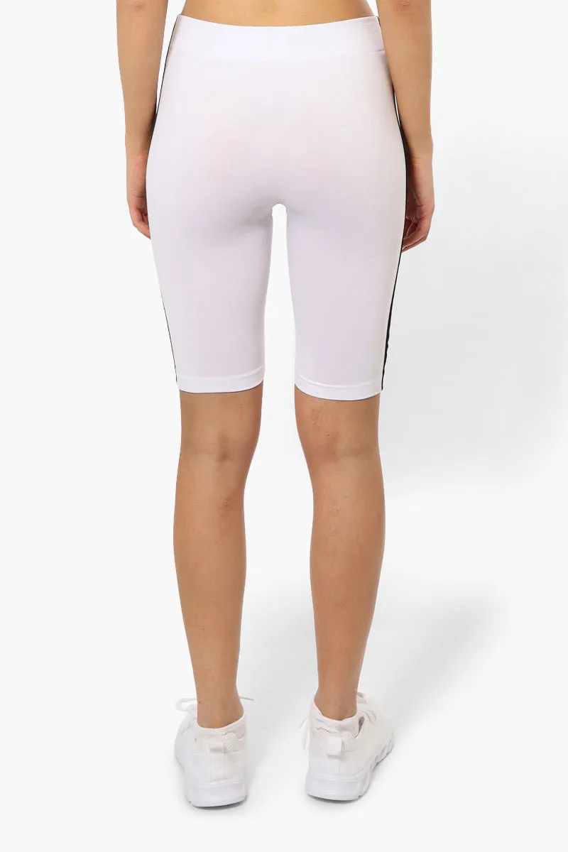 New Look Side Stripe Biker Shorts - White