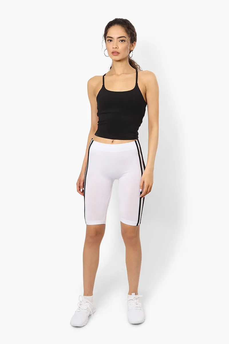 New Look Side Stripe Biker Shorts - White