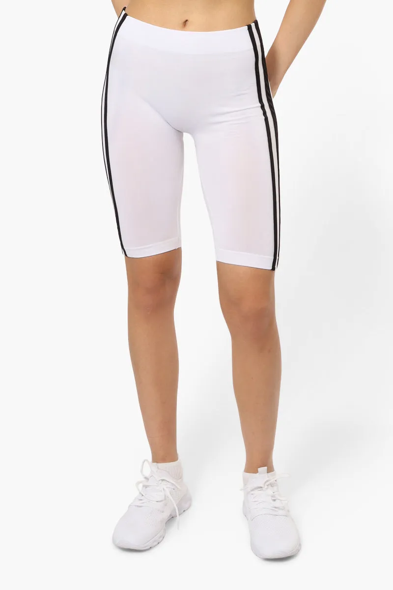 New Look Side Stripe Biker Shorts - White