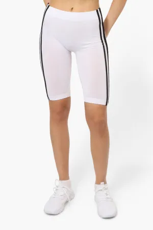 New Look Side Stripe Biker Shorts - White