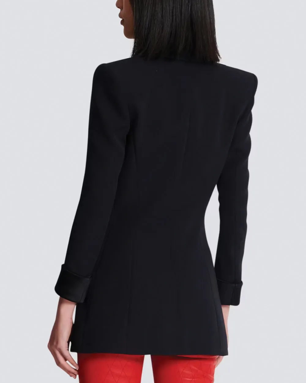 Noir Satin Collar Single Button Jacket