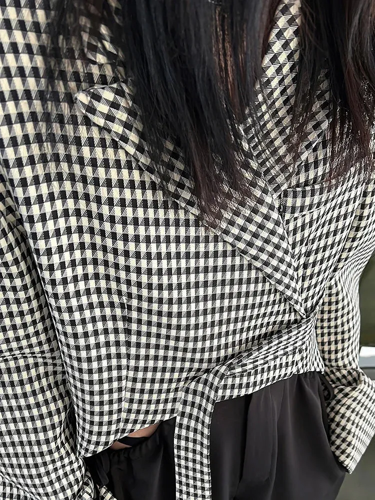 Notched Collar Single Button Irregular Style Women's Blazers