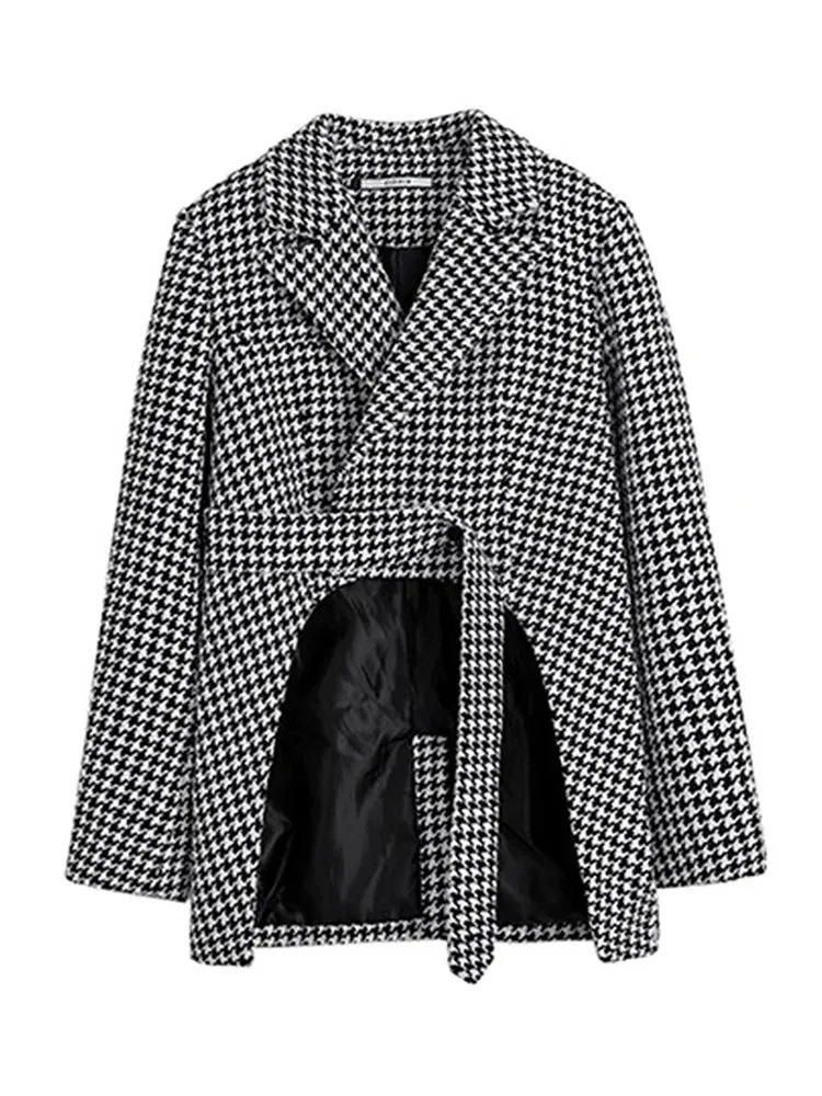 Notched Collar Single Button Irregular Style Women's Blazers