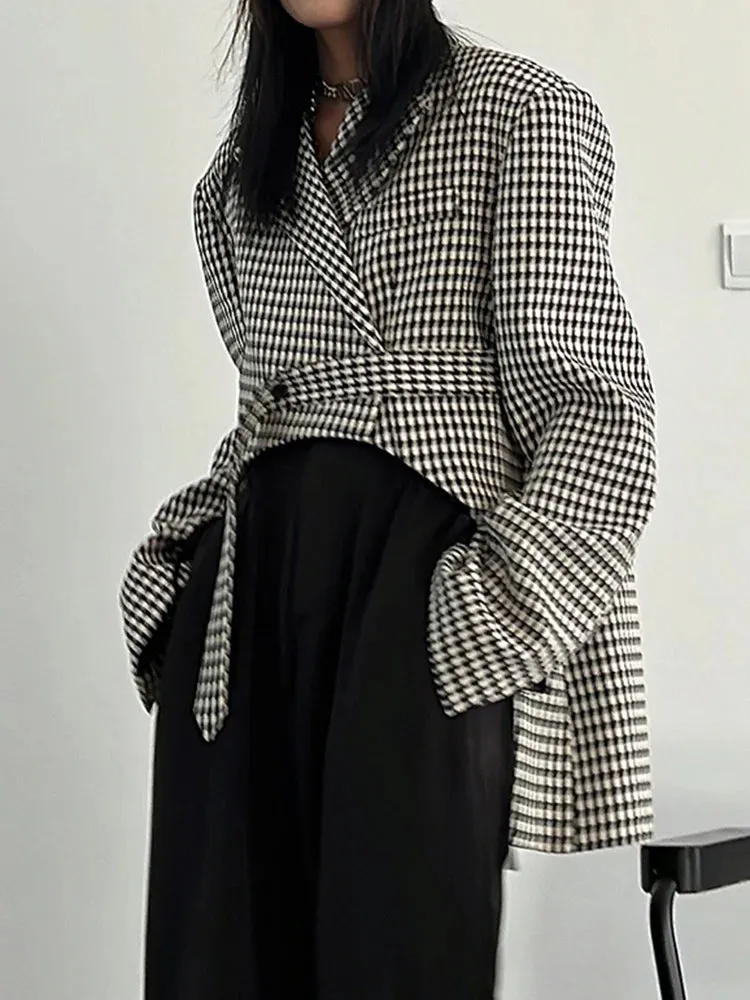 Notched Collar Single Button Irregular Style Women's Blazers