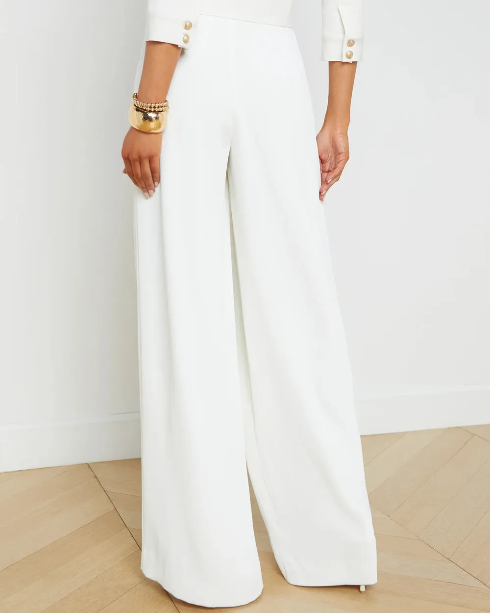 Novia Pleated Wide Leg Pant in Ivory