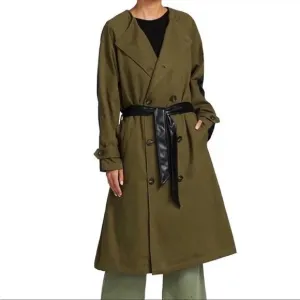 NSF GLADYS VEGAN LEATHER BELTED TRENCH COAT