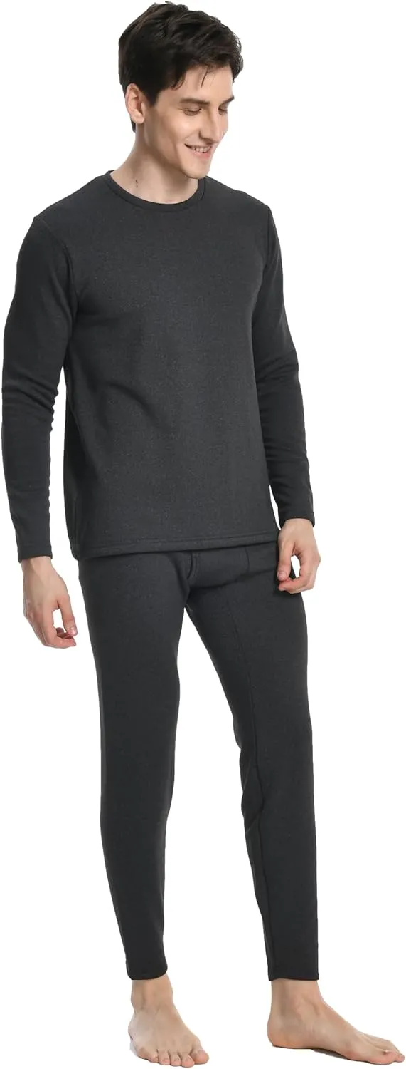 Nutria Mens Heavyweight Thermal Underwear Set Thick Fleece Lined Long Johns Extreme Cold Winter Base Layer Top and Bottom U08