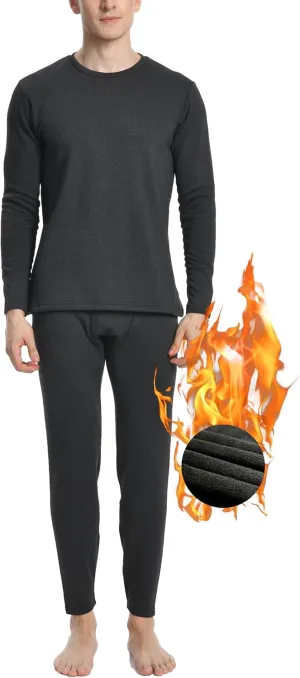 Nutria Mens Heavyweight Thermal Underwear Set Thick Fleece Lined Long Johns Extreme Cold Winter Base Layer Top and Bottom U08
