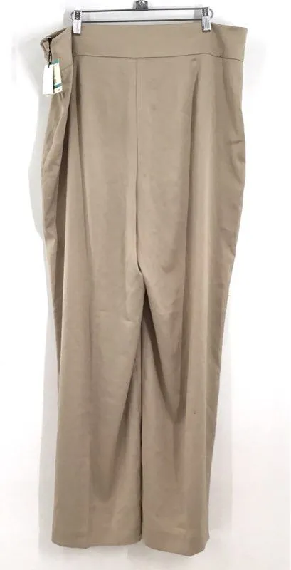 NWT Anne Klein Women's Tan Wide-Leg Trouser Pants - Size 16