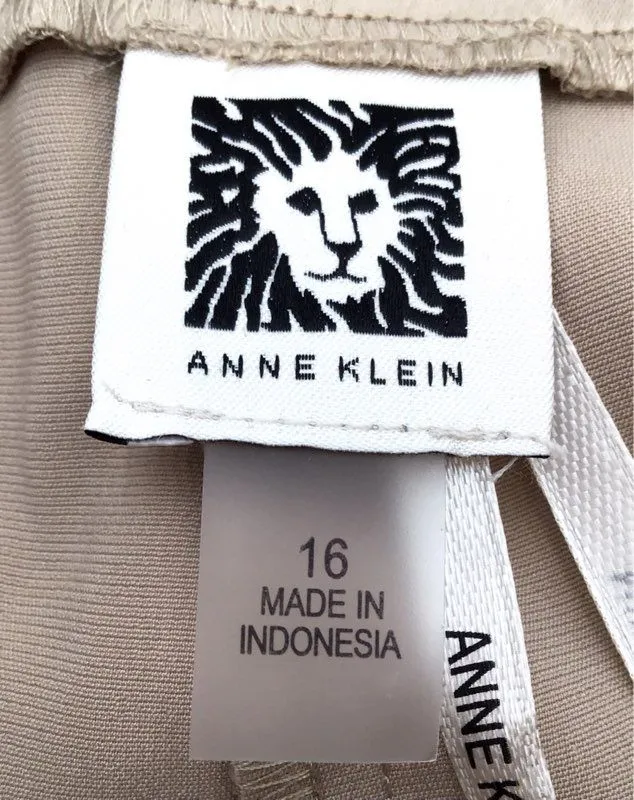 NWT Anne Klein Women's Tan Wide-Leg Trouser Pants - Size 16