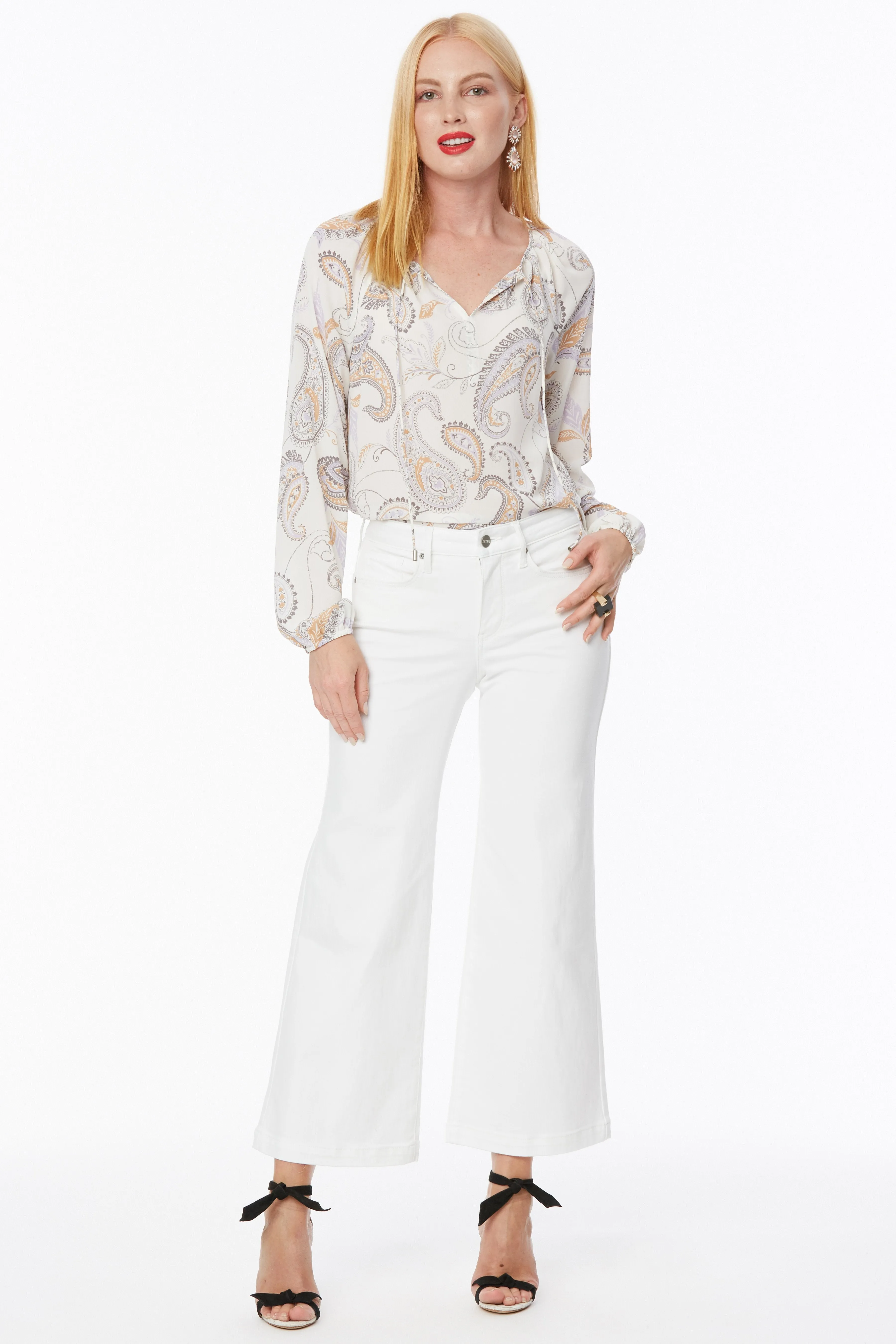 NYDJ Womens Teresa Wide Leg Ankle Jeans in Optic White, Regular, Size: 18