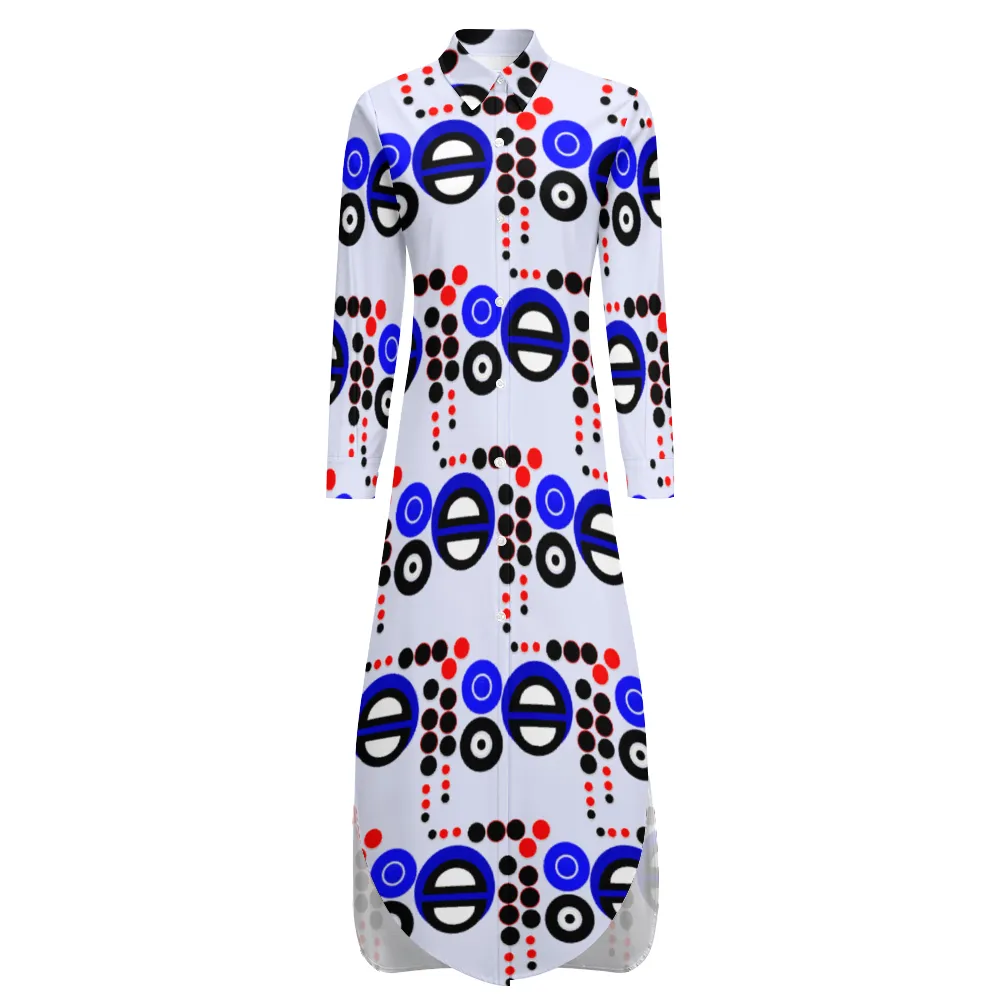 OD Custom Women's Long Sleeves Shirt Dress Button Up PB