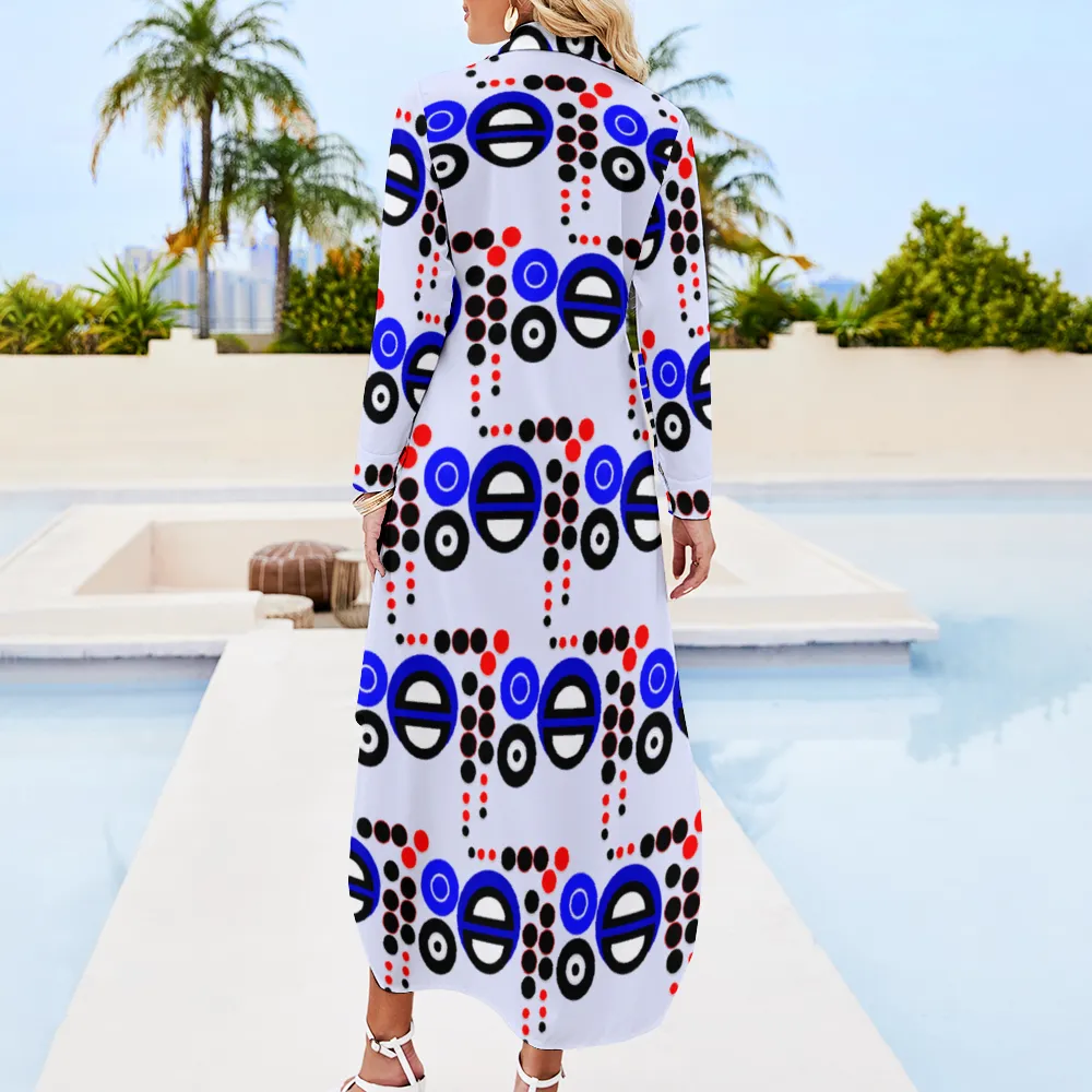 OD Custom Women's Long Sleeves Shirt Dress Button Up PB