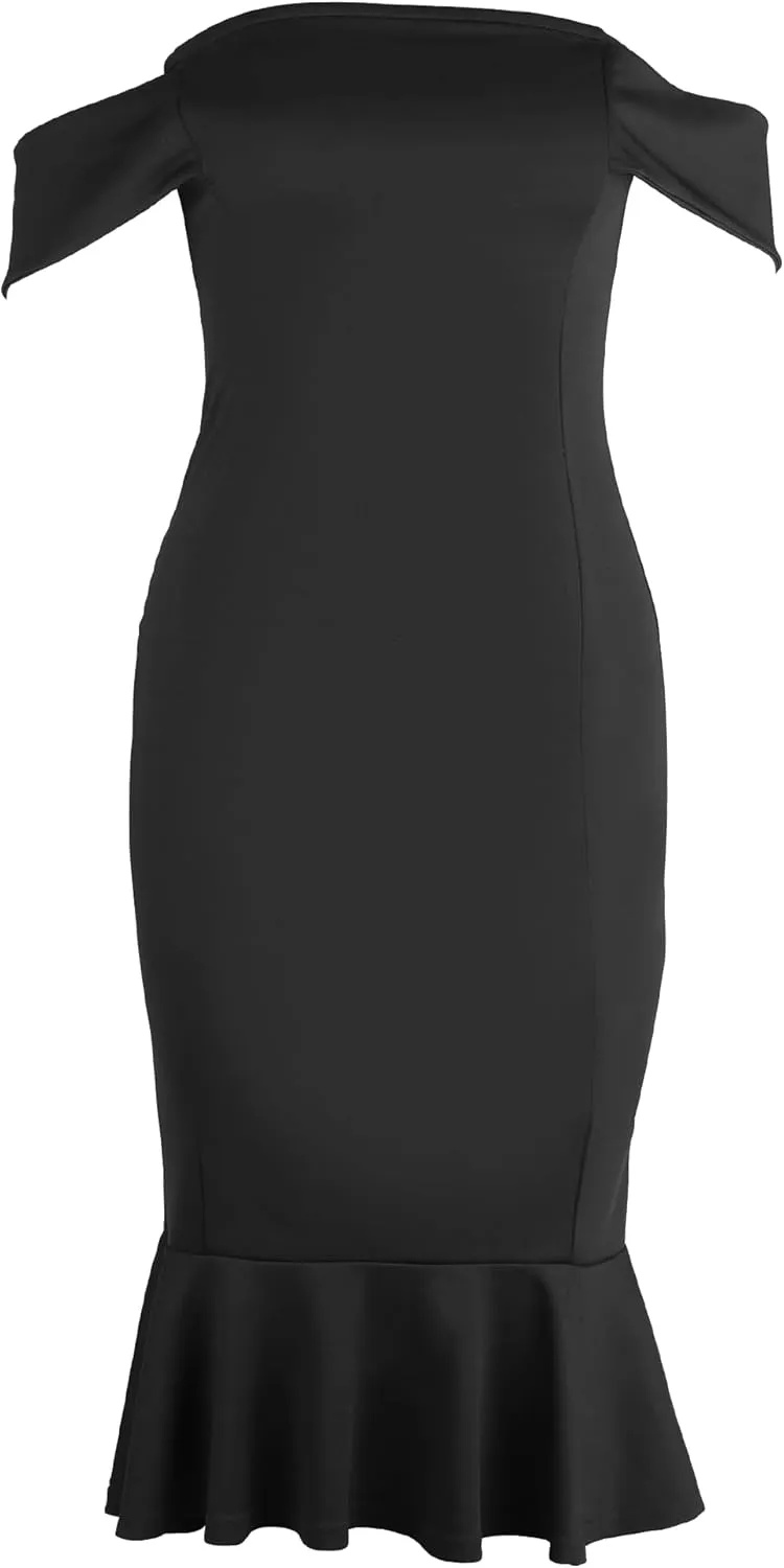 Off Shoulder Bodycon Midi Dresses Elegant Mermaid Cocktail Party Dresses Sexy Dress