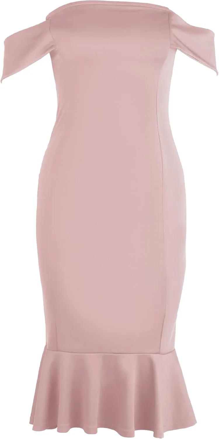 Off Shoulder Bodycon Midi Dresses Elegant Mermaid Cocktail Party Dresses Sexy Dress