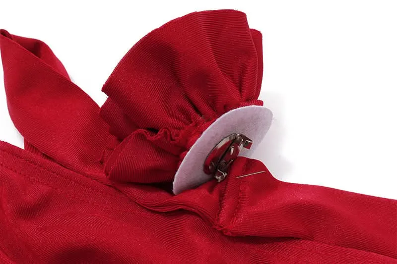 Off shoulder flower applique ruffle mini skirt set