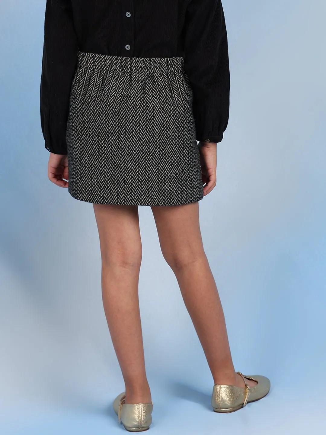 Olive Girls A-Line Above-Knee Skirts - Grey Lurex