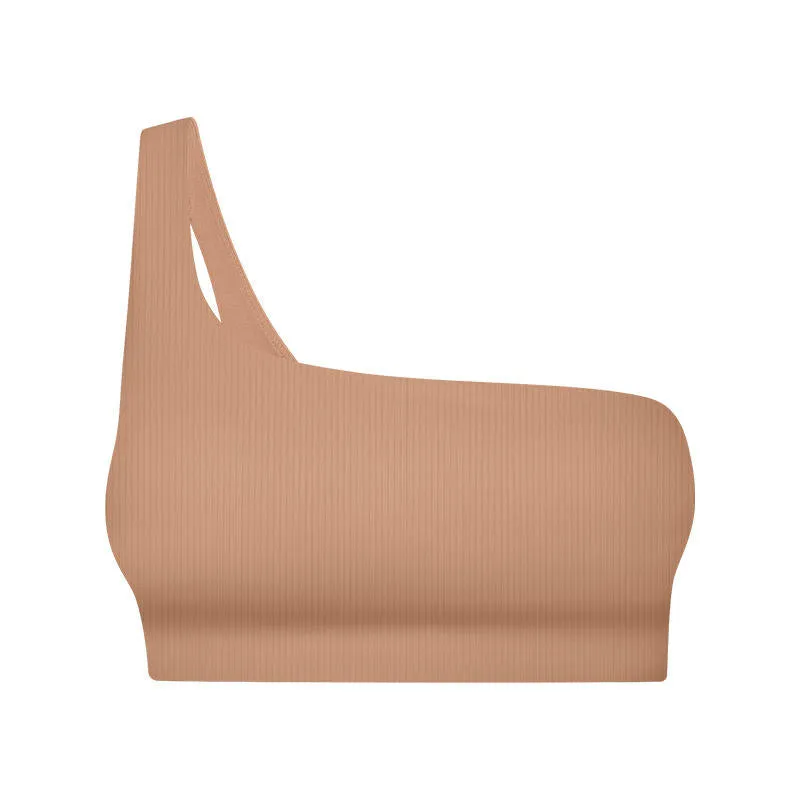 One Shoulder Ribbed Yoga Top