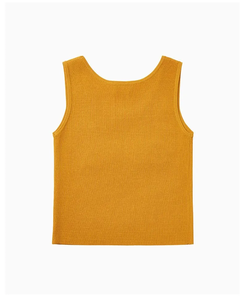 Orange Jacquard Woven Logo Tank Top