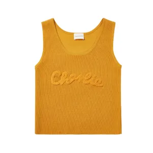 Orange Jacquard Woven Logo Tank Top
