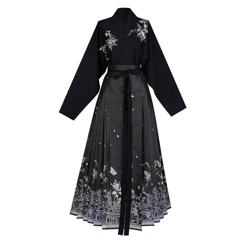 Original imitation luodian horse face skirt, new Chinese style, daily work, improved short-sleeved Hanfu summer