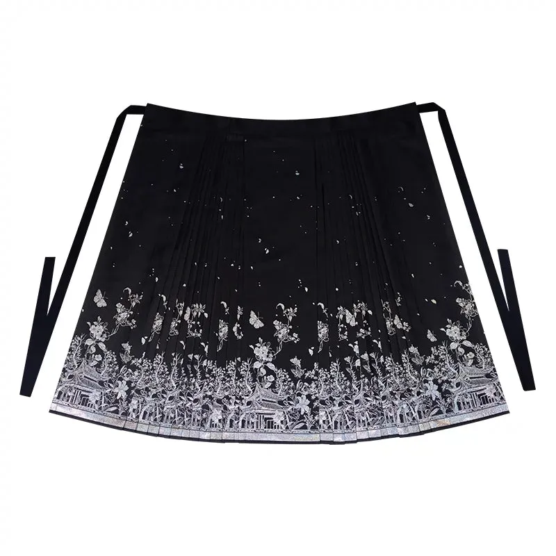 Original imitation luodian horse face skirt, new Chinese style, daily work, improved short-sleeved Hanfu summer